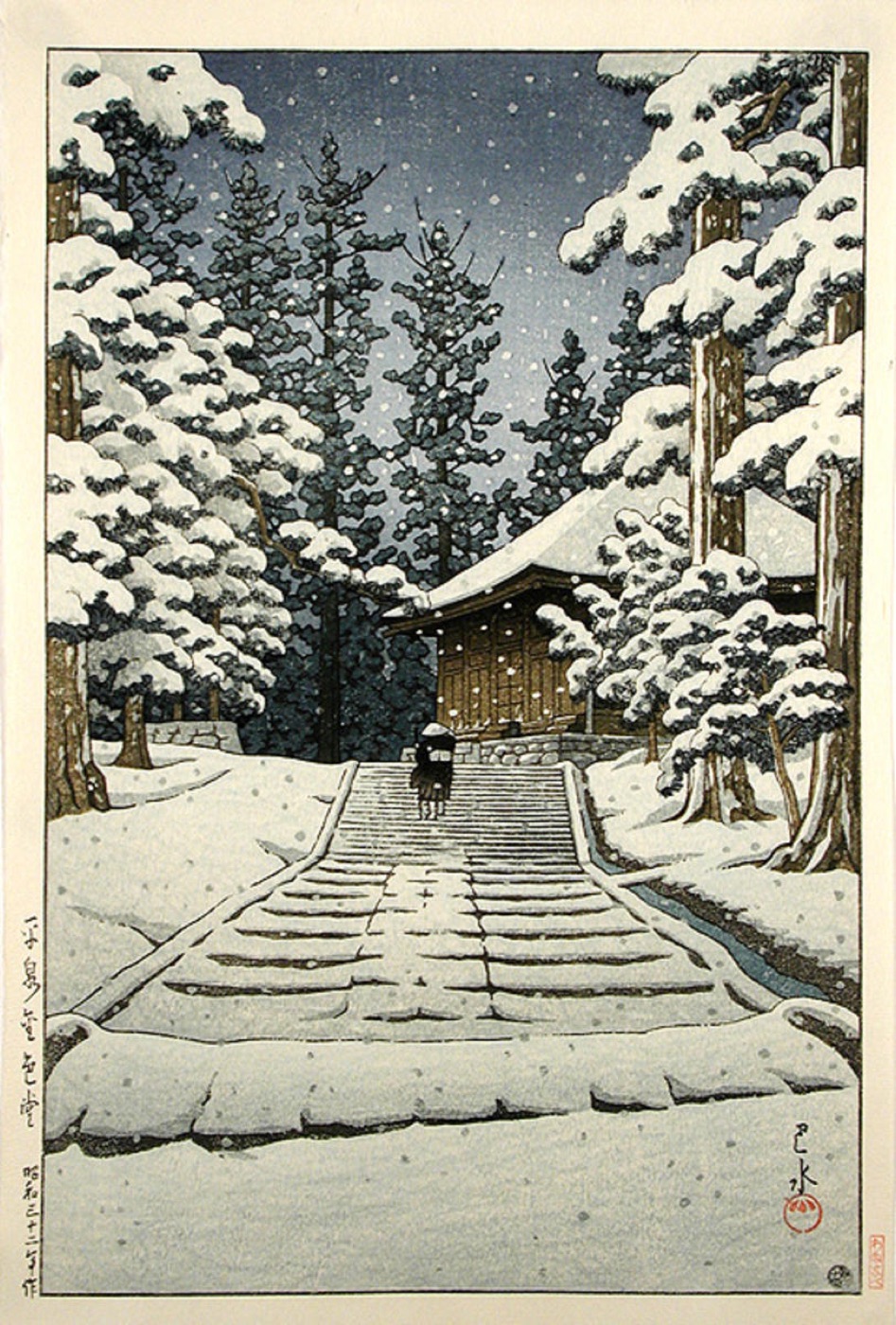 川瀬巴水「金色堂雪中」
