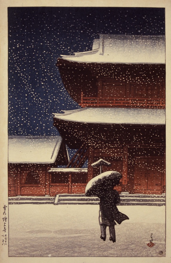 川瀬巴水「雪の増上寺」