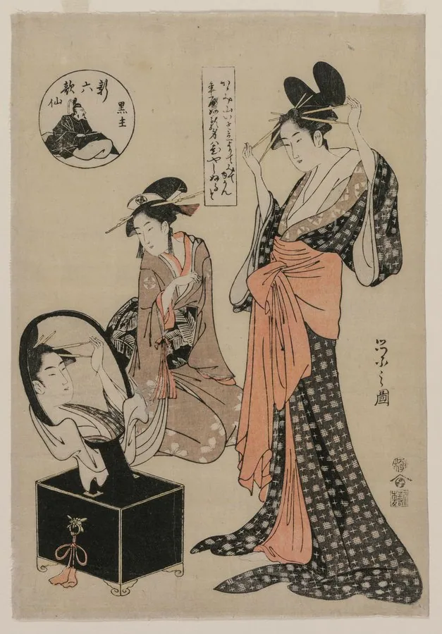 鳥文斎栄之 鏡の前の遊女を描いた一図